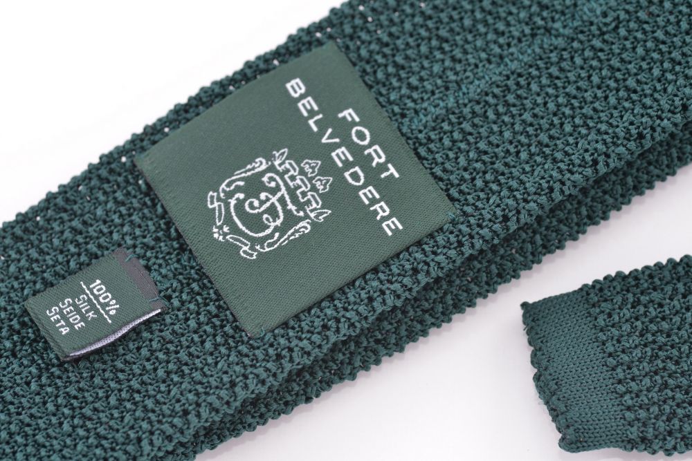 Knit Tie in Finest Solid Hunter Green Cri de la Soie Silk - Fort Belvedere