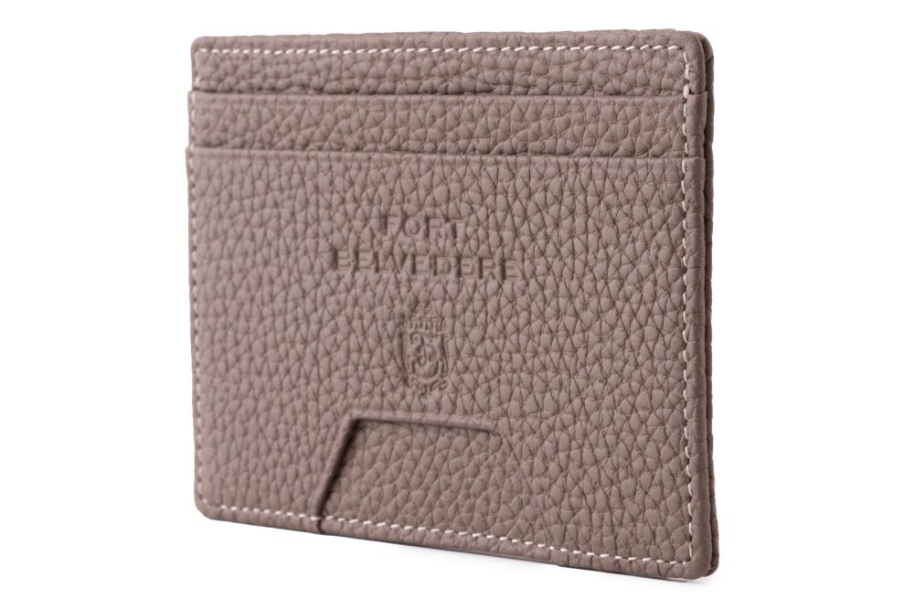 Slim wallet in Boardroom Taupe Togo Leather by Fort Belvedere