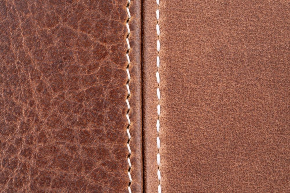 Dumont leather on the left vs Montecristo leather on the right. Both are top grain bullhides in saddle brown
