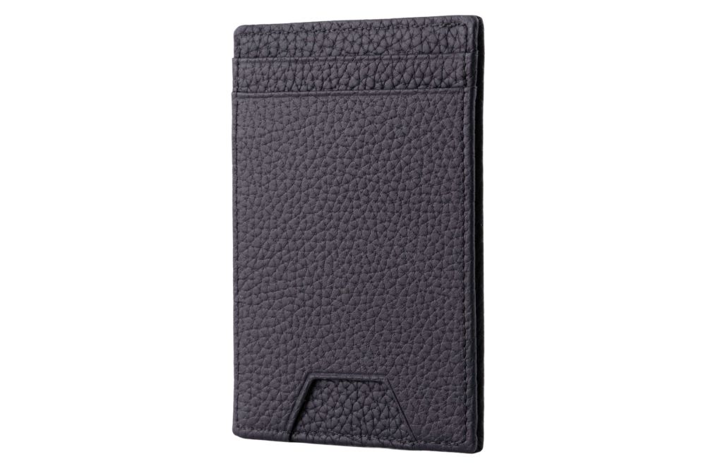 Vertical full view of the Togo leather on a slim Fort Belvedere Wallet
