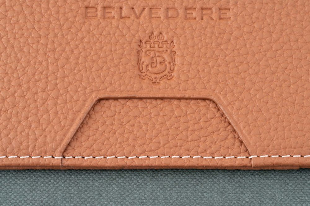 Neat workmanship on thumb slot of Fort Belvedere slim wallet. Note the folded edges