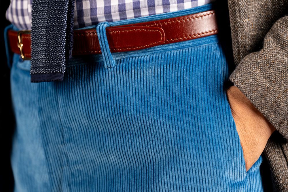 Stretch corduroy trousers - Dark Blue | Benetton