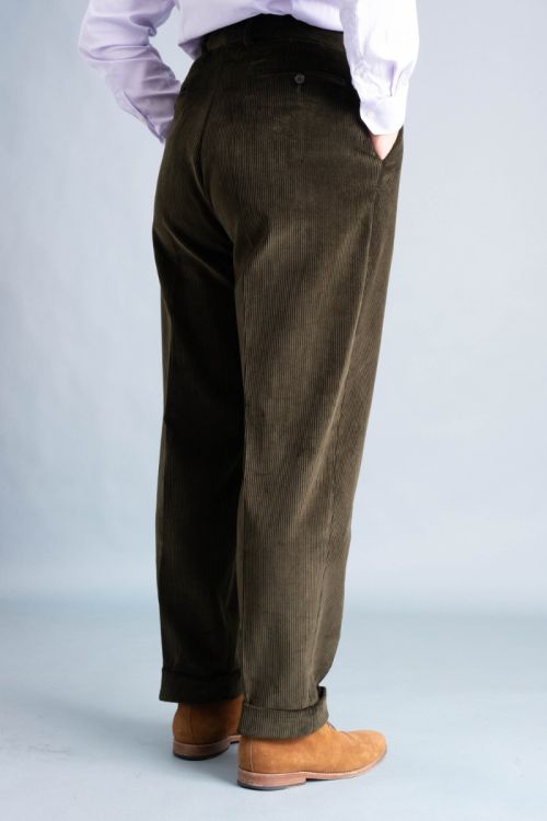 Back view of the Dark Olive Corduroy Trousers - Stancliffe