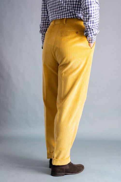 Back view of the Goldenrod Yellow corduroy trousers.