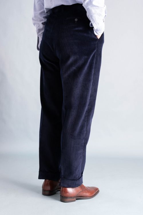 Back pocket view of the Midnight Blue Corduroy Trousers - Stancliffe
