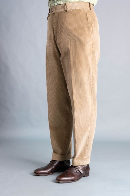 Stancliffe Corduroy Flat Front Trouser in Pale Taupe - Fort Belvedere-_R5_8834