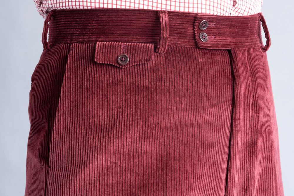 Stancliffe  Maroon corduroy front view-7R408610