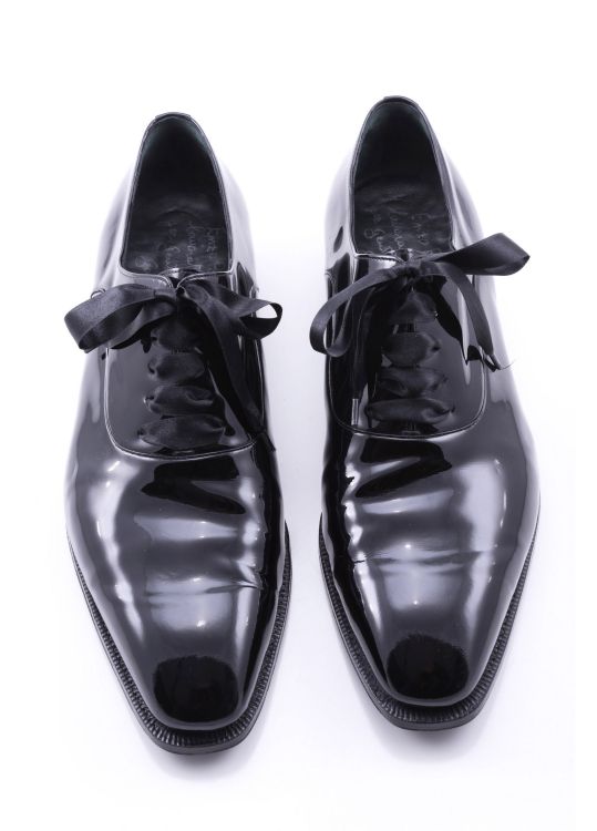 Top Angle View of Black Satin Evening Shoelaces Slim for Tuxedo & White Tie by Fort Belvedere