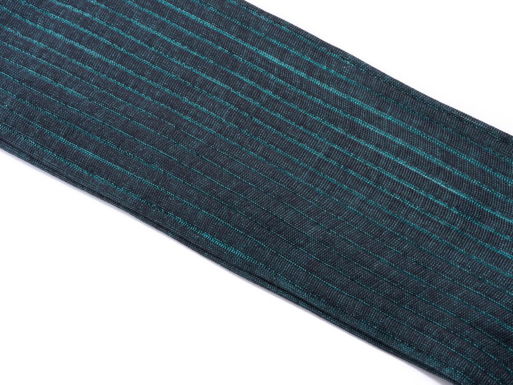 Shadow Stripe Ribbed Socks Grey and Turquoise Green Fil d'Ecosse Cotton - Fort Belvedere