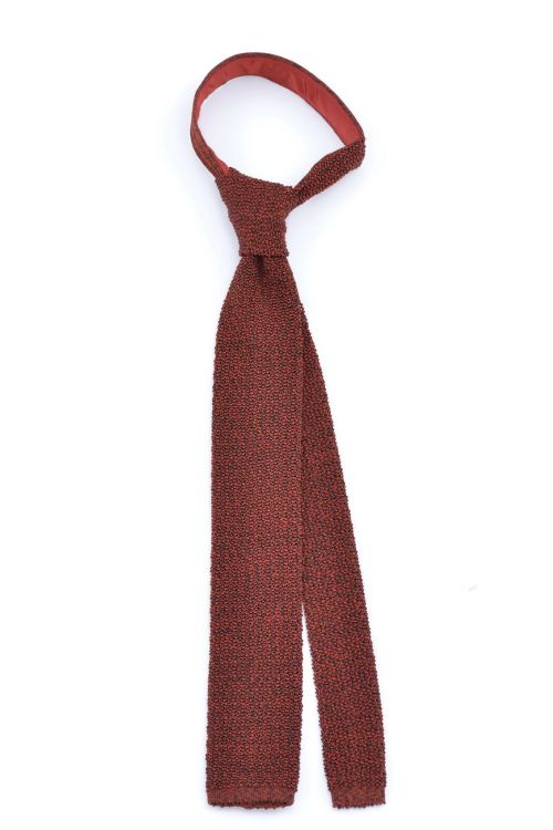 Knit Tie in Solid Orange Brown Silk Fort Belvedere 