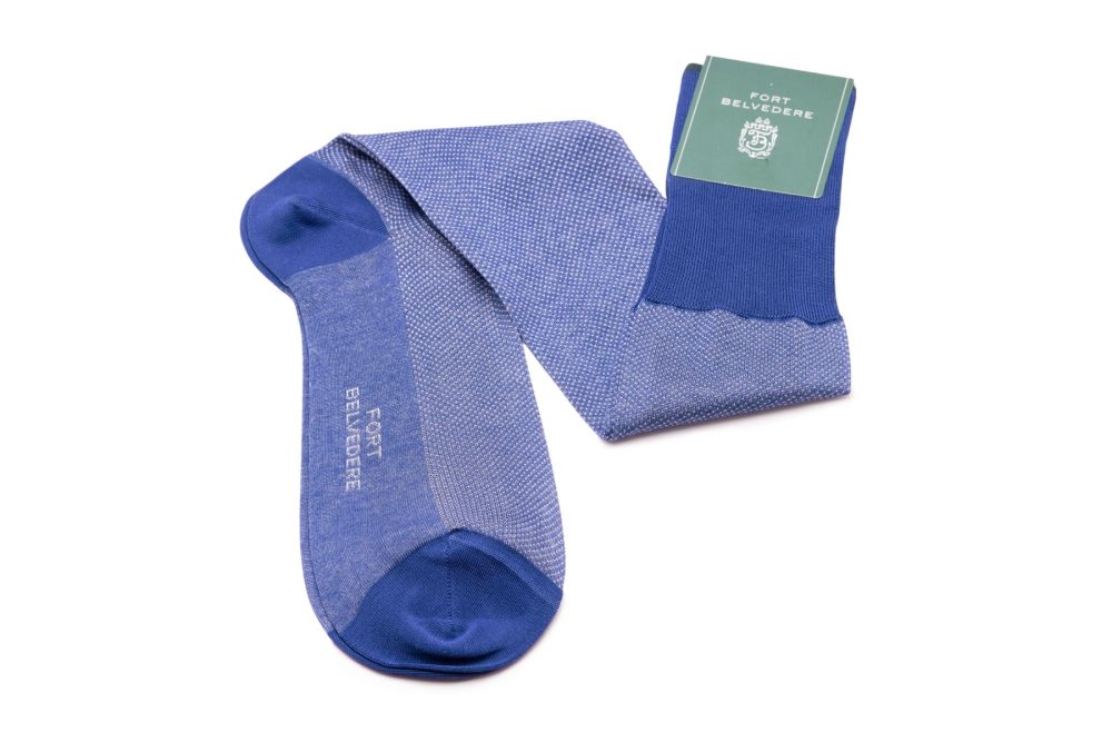 Very Blue & White Two-Tone Solid Formal Evening Socks - Fort Belvedere