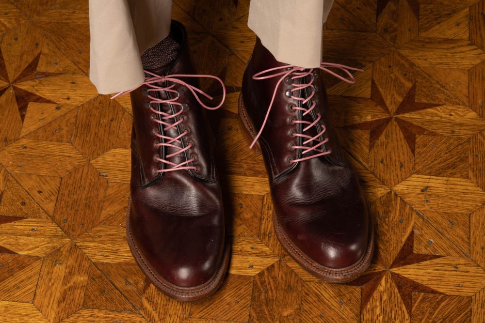 Vintage Pink Boot Laces Round Waxed Cotton - by Fort Belvedere