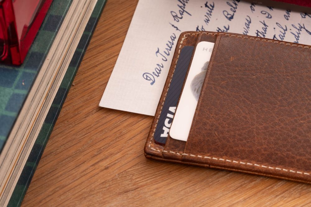 Slim Wallet - 4CC - Dumont Saddle Brown Full-Grain Leather comes in a warm saddle brown dye. 
