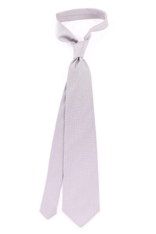 Wedding Tie in Silver Jacquard Silk Squares -Fort Belvedere