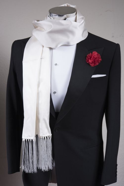 White Silk Evening Scarf for Black Tie or White Tie