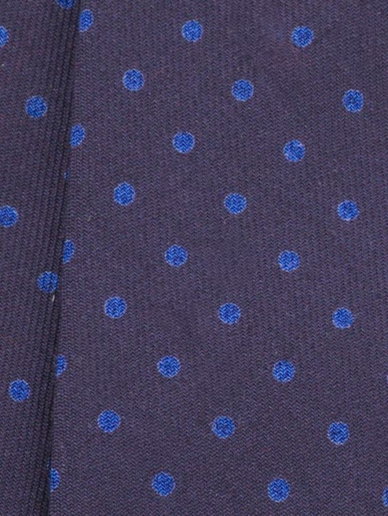 Close Up Details of Wool Challis Polka Dot in Navy & Blue Style Bow Tie - Fort Belvedere