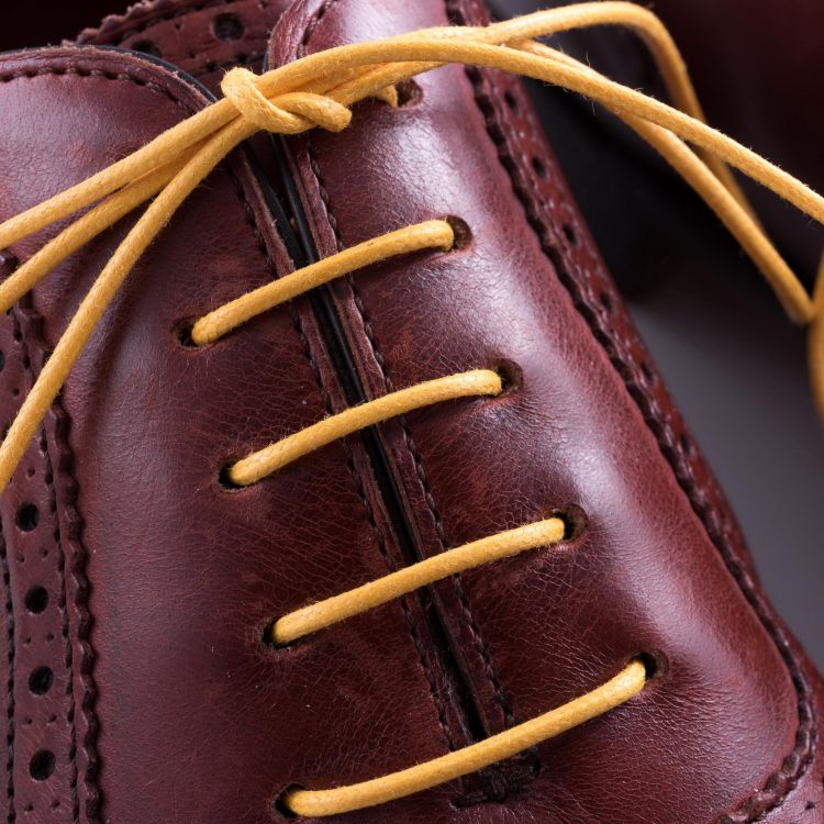 Closer look 80 cm Laced up Shoelaces Round in Rich Yellow - Waxed Cotton Dress Shoe Laces Luxury by Fort Belvedere