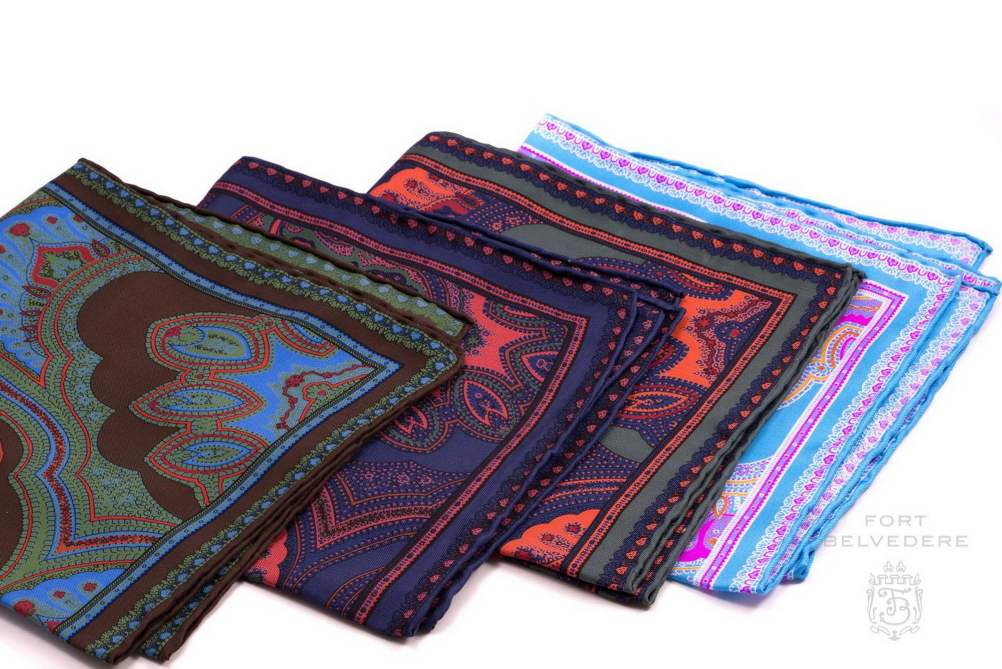 Hand printed Silk Pocket Square handkerchiefs Various colours & patterns 