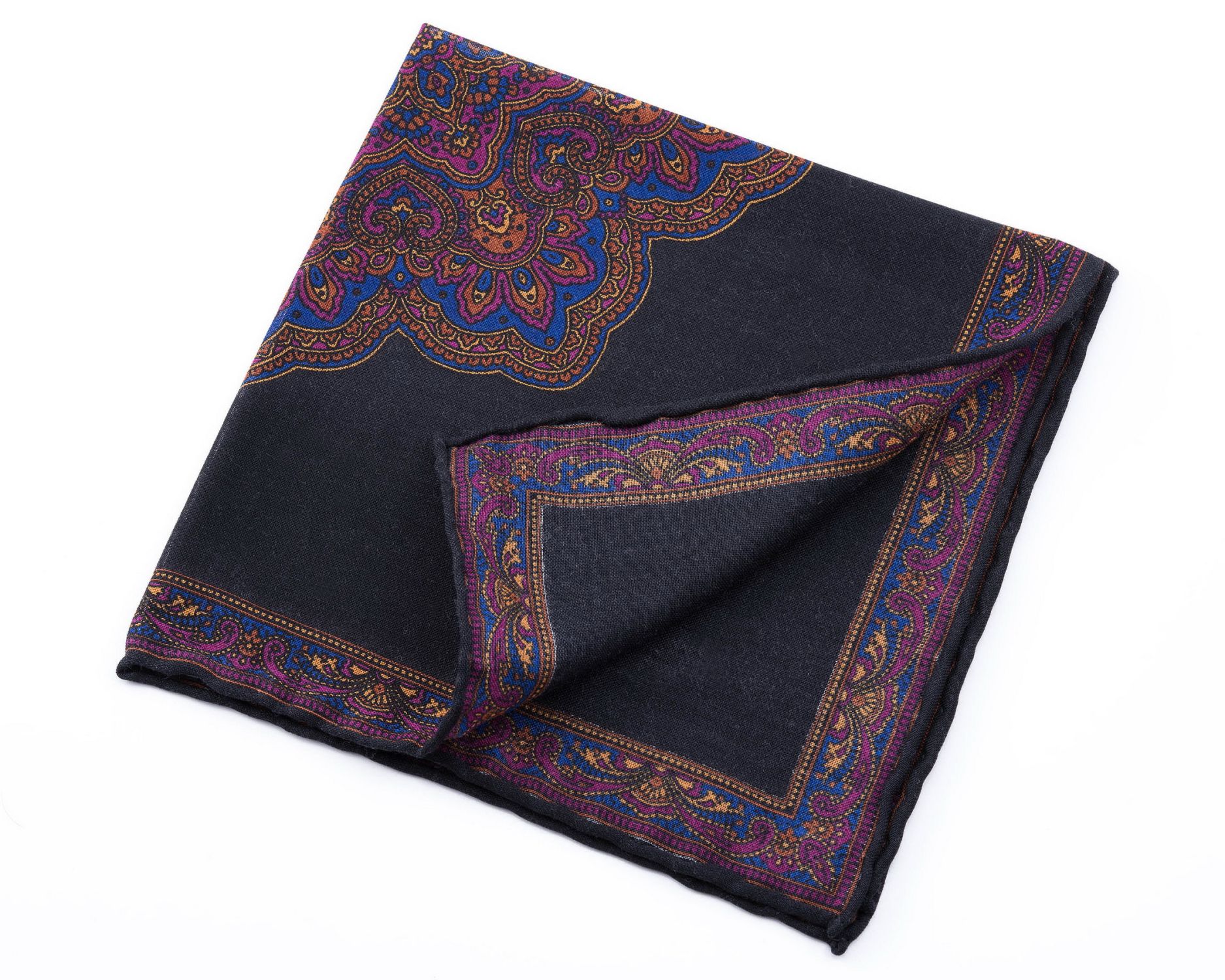 Purple & Black Silk Pocket Square Handkerchief For Top Jacket Pocket 