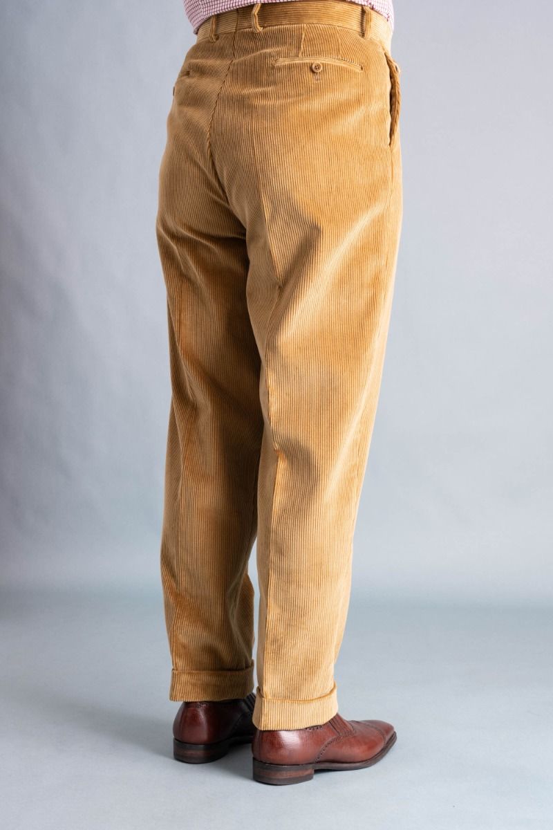 Men's Conker Brown Corduroy Trousers - Regular Fit | Peter Christian