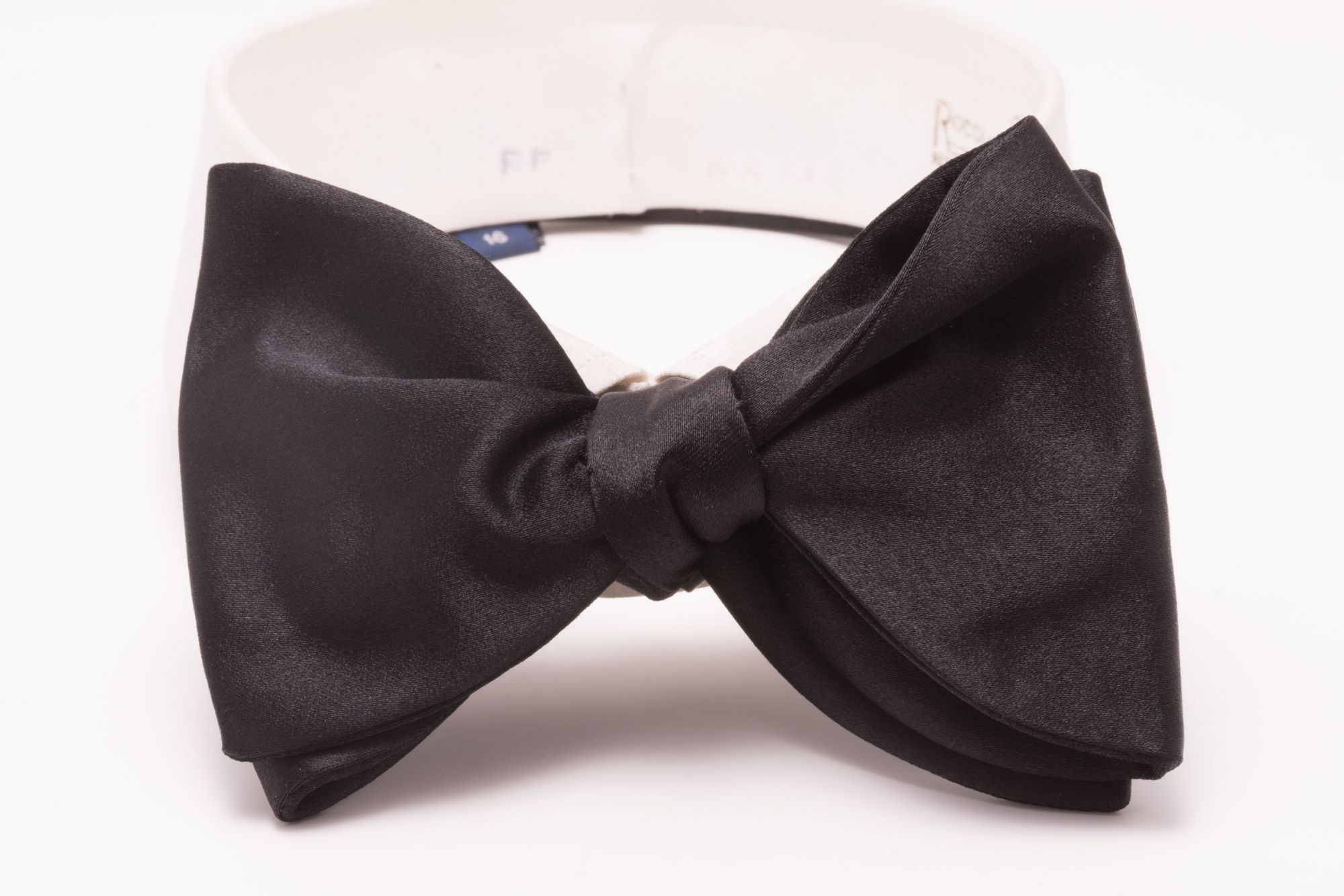 Large Butterfly in Black Silk Satin Bow Tie Sized Self Tie - Fort Belvedere