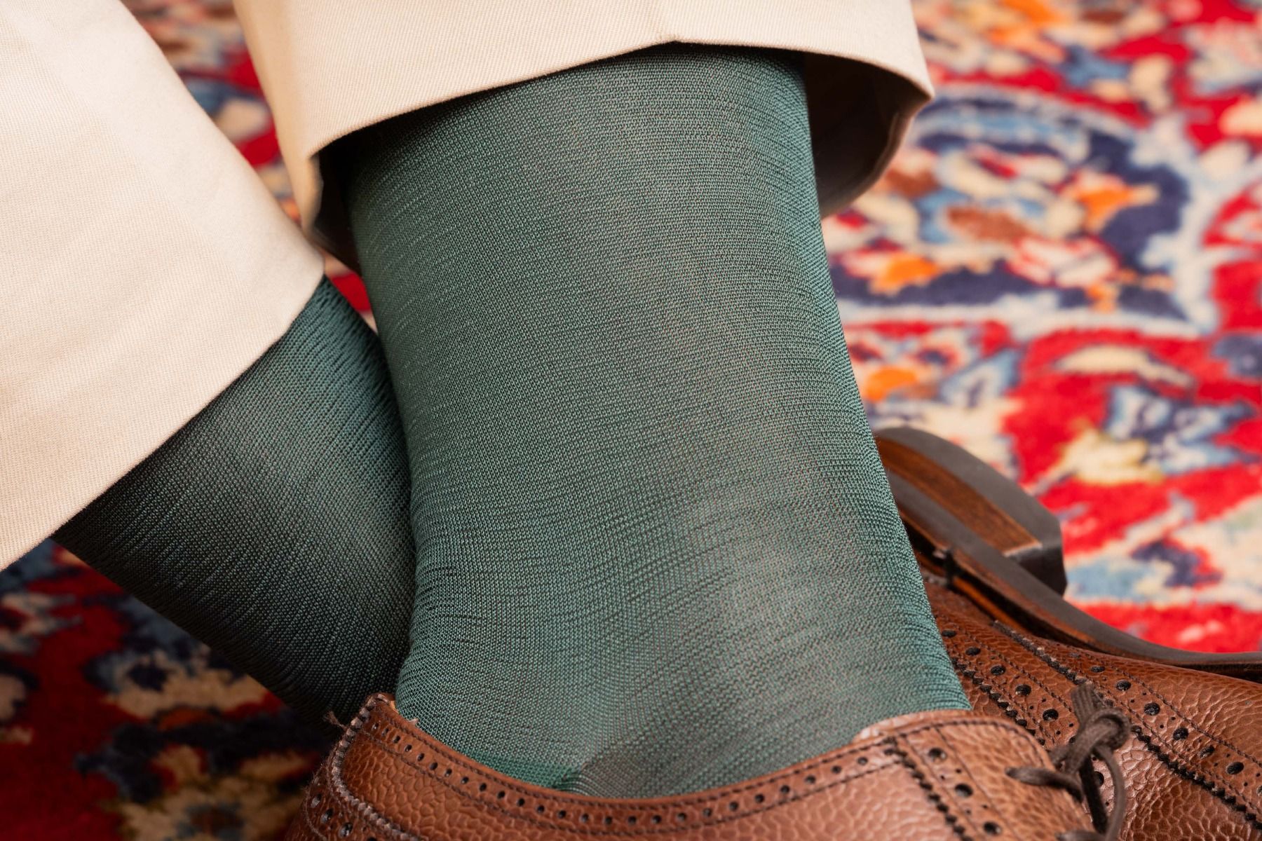 Finest Socks In The World - Over The Calf in Bottle Green Silk