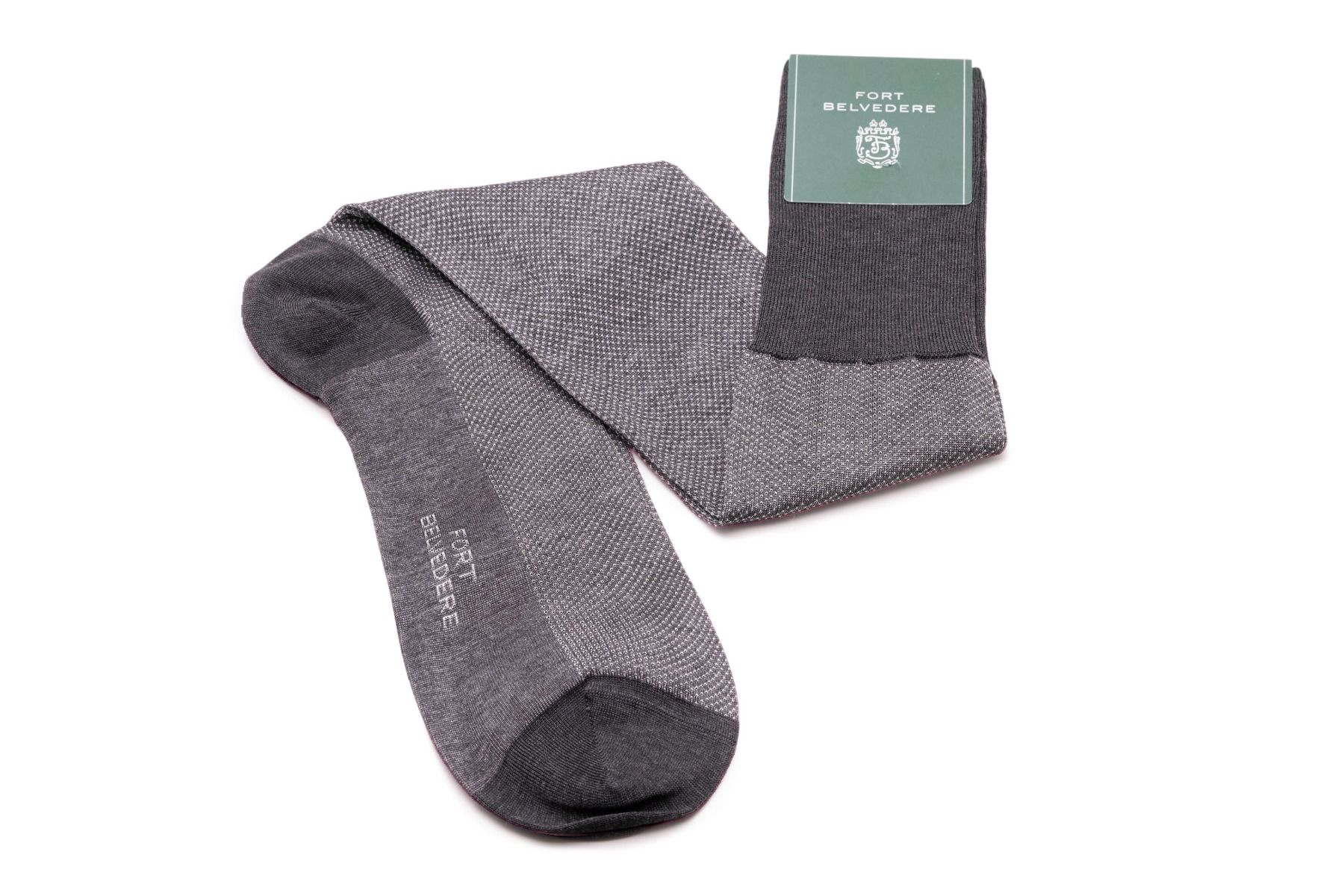 Charcoal Grey Melange Two Tone Solid Oxford Socks Fil d'Ecosse