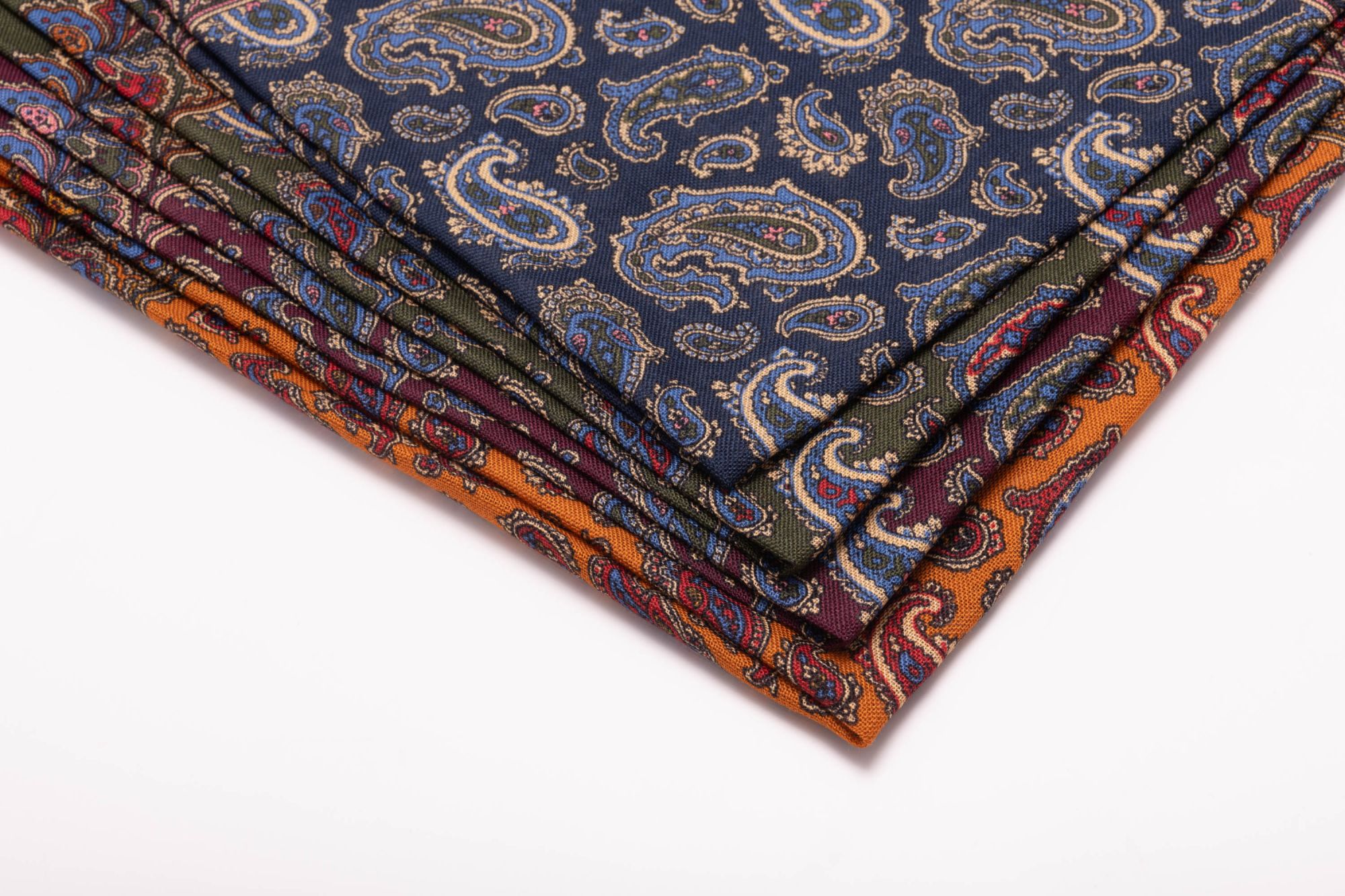 Dean Men's Pocket Square in Classic Blue Paisley and Burgundy Design 