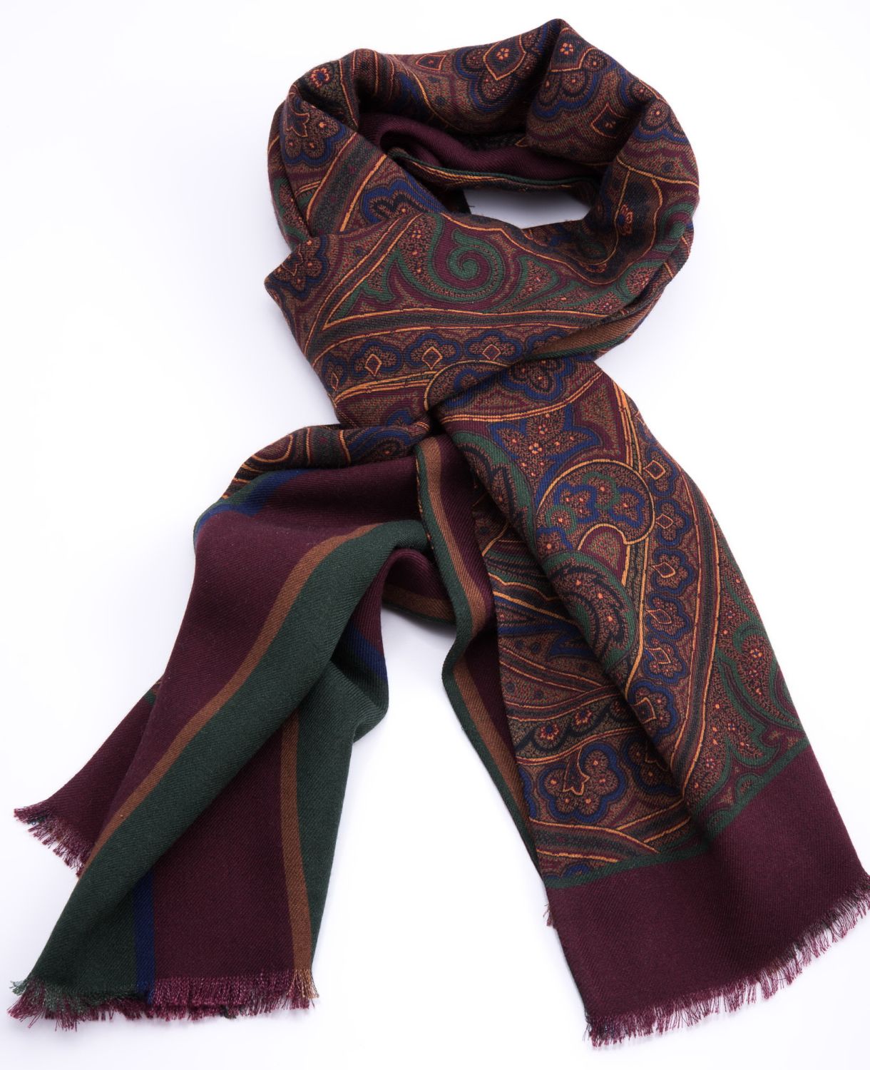 Elegant Italian Silk and Wool Striped Scarf For Men 6 Different Styles 