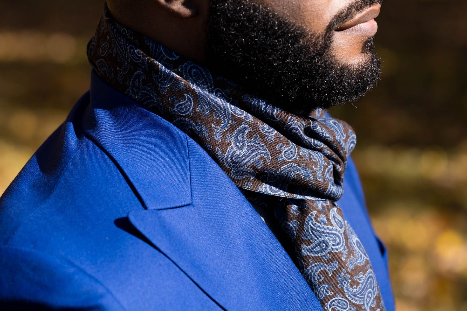 Mens silk scarf, wrap scarf for him, Elegant foulard with floral pattern,  Navy blue scarf men, 71x26 inch large scarves, Unique gift for him