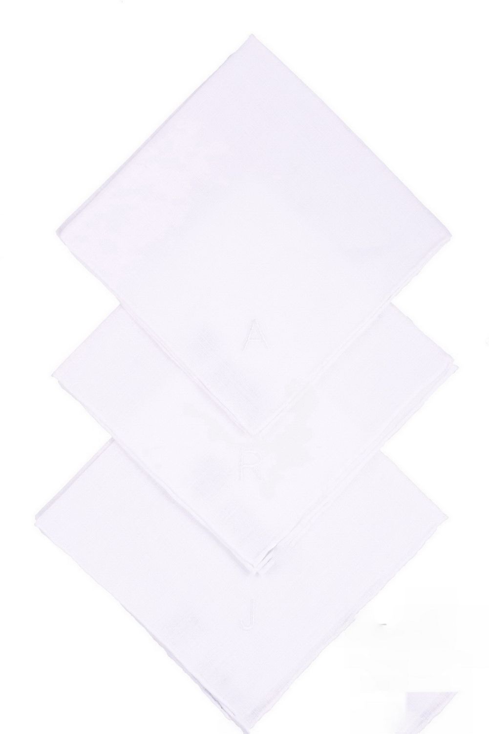Mens/Gentlemens Plain White Handkerchiefs with Initials Various Pack Sizes 