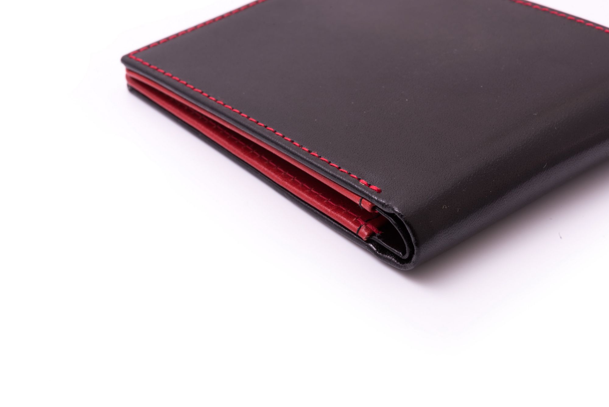 Black/red Leather Card Wallet for Men Handmade Credit Card 