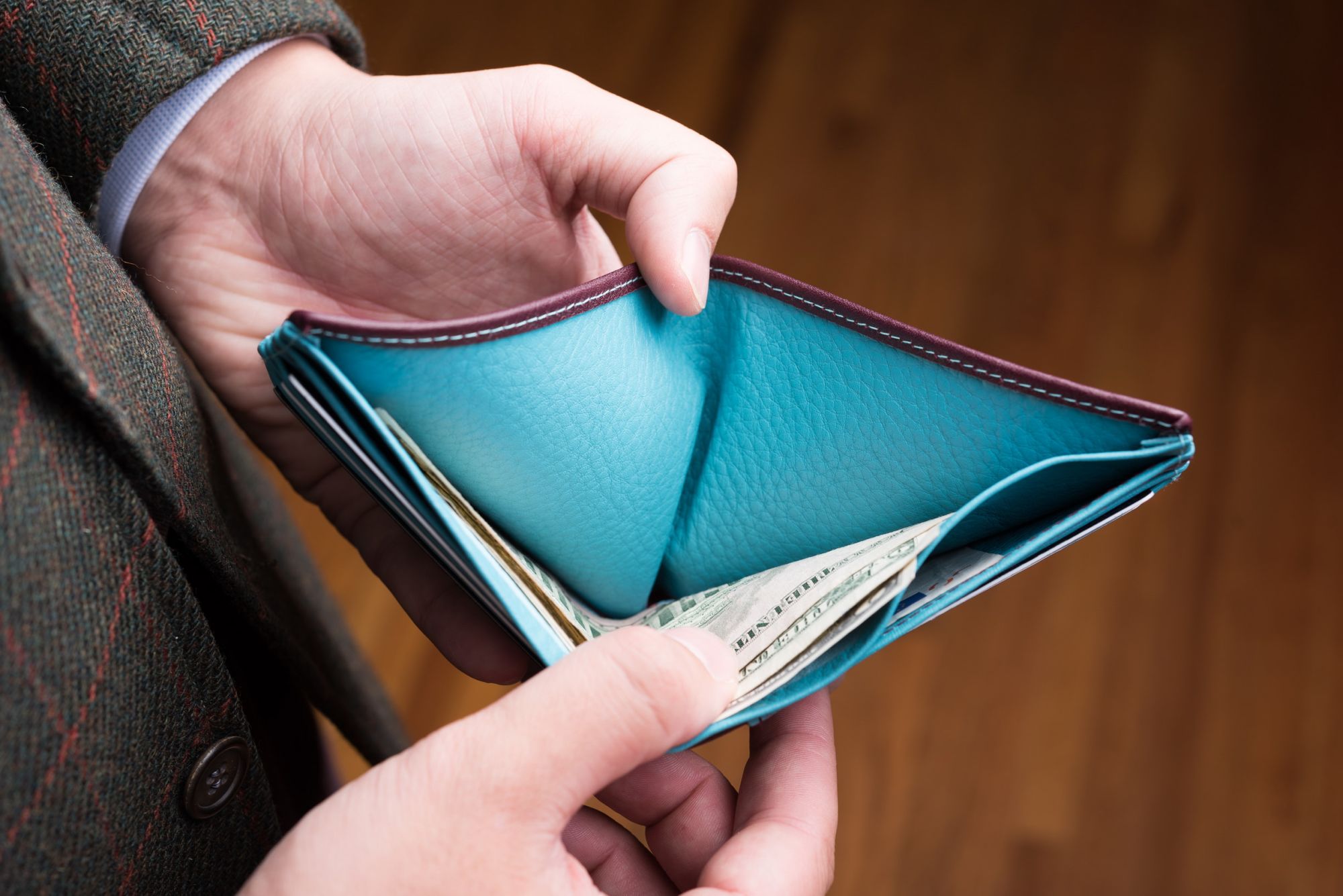 Burgundy Genuine Leather 3 Pocket Credit Card Case MADE IN USA 