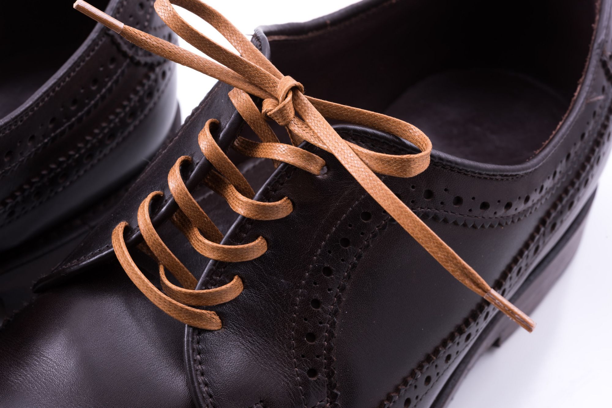 Flat Waxed Woven Cotton Dress Shoe Laces Dark Brown High Quality 
