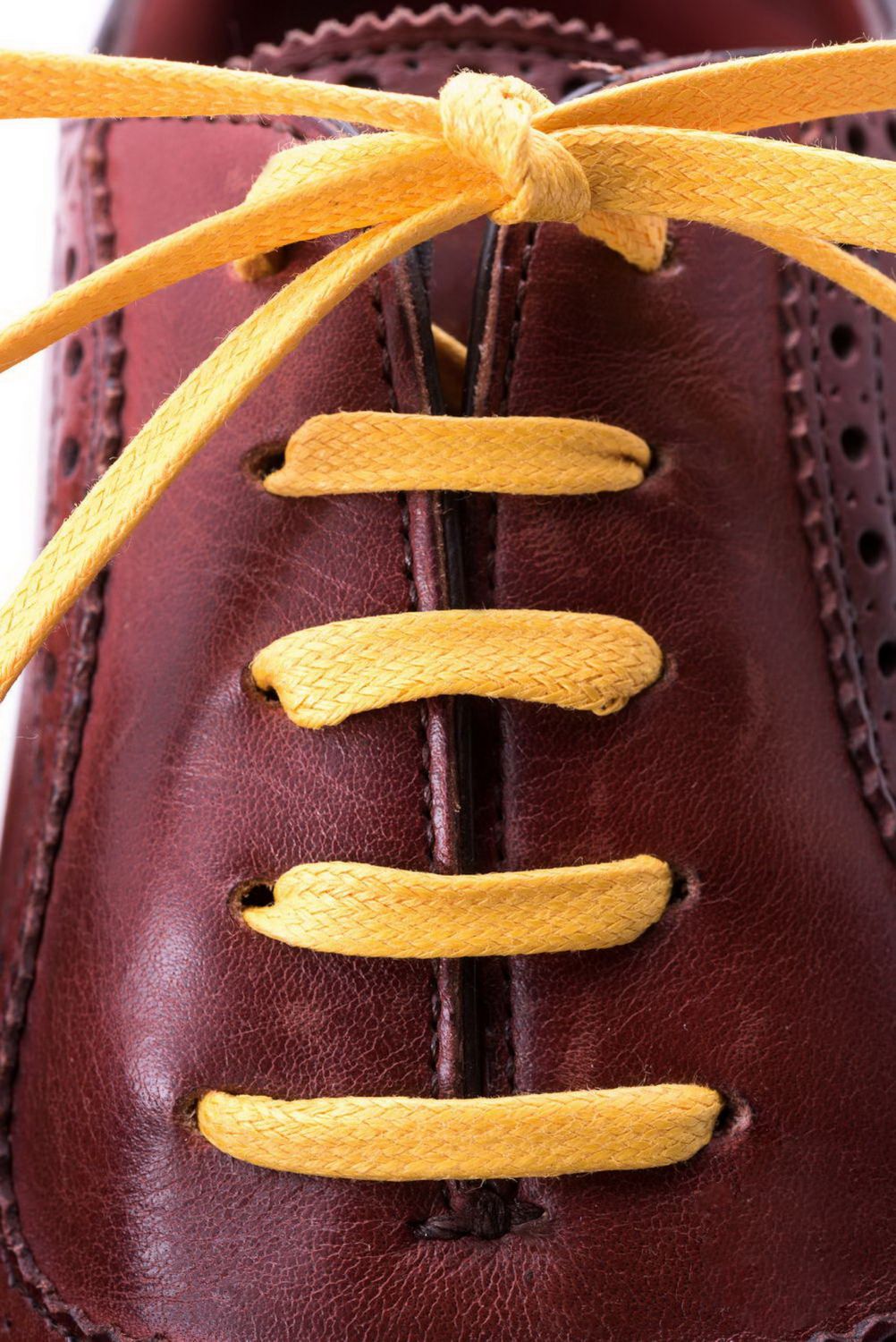 A New Pair Flat Yellow Cotton Waxed Dress Casual Shoelaces 3mm Laces 30" 
