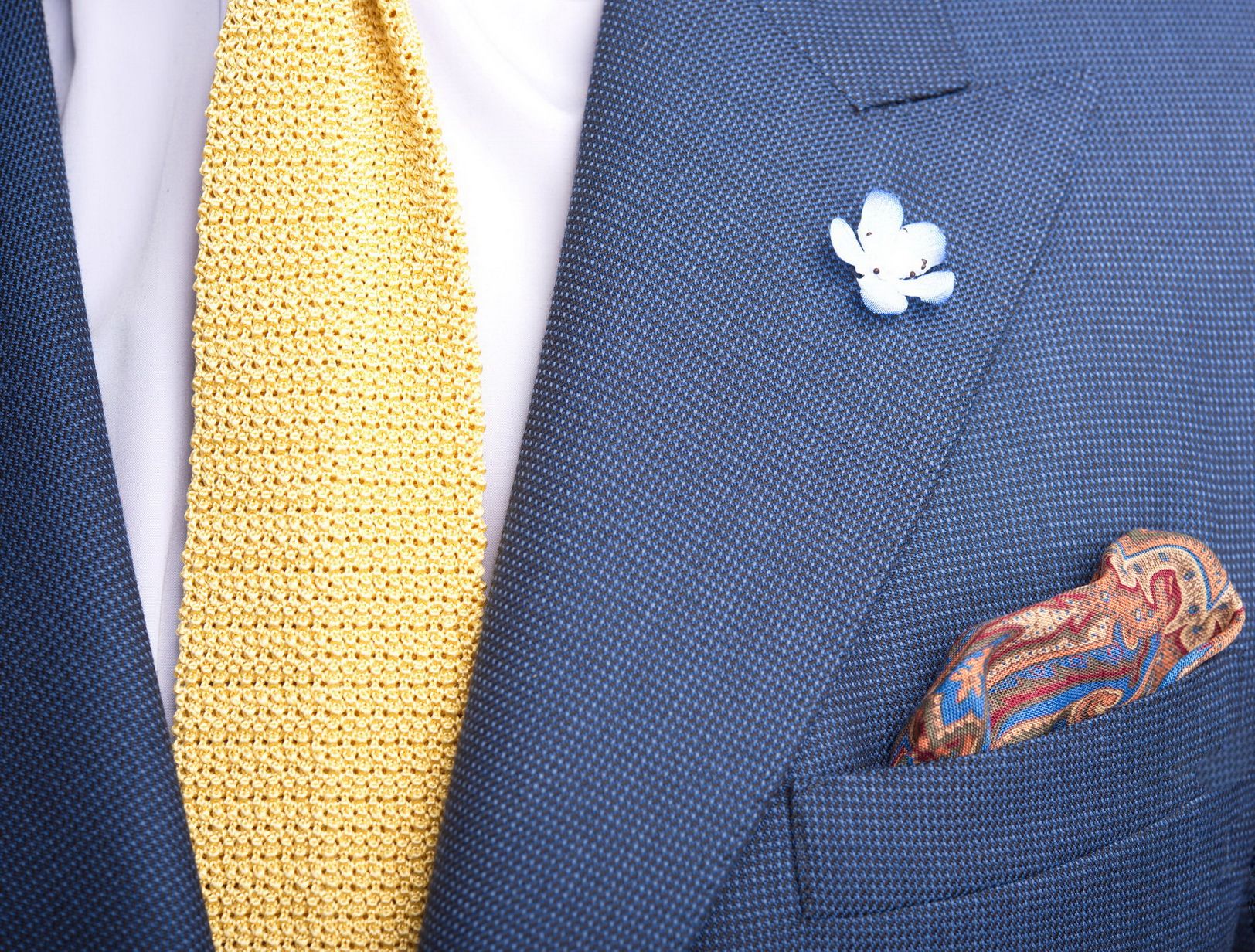 Knit Tie in Solid Pale Yellow Silk - Fort Belvedere