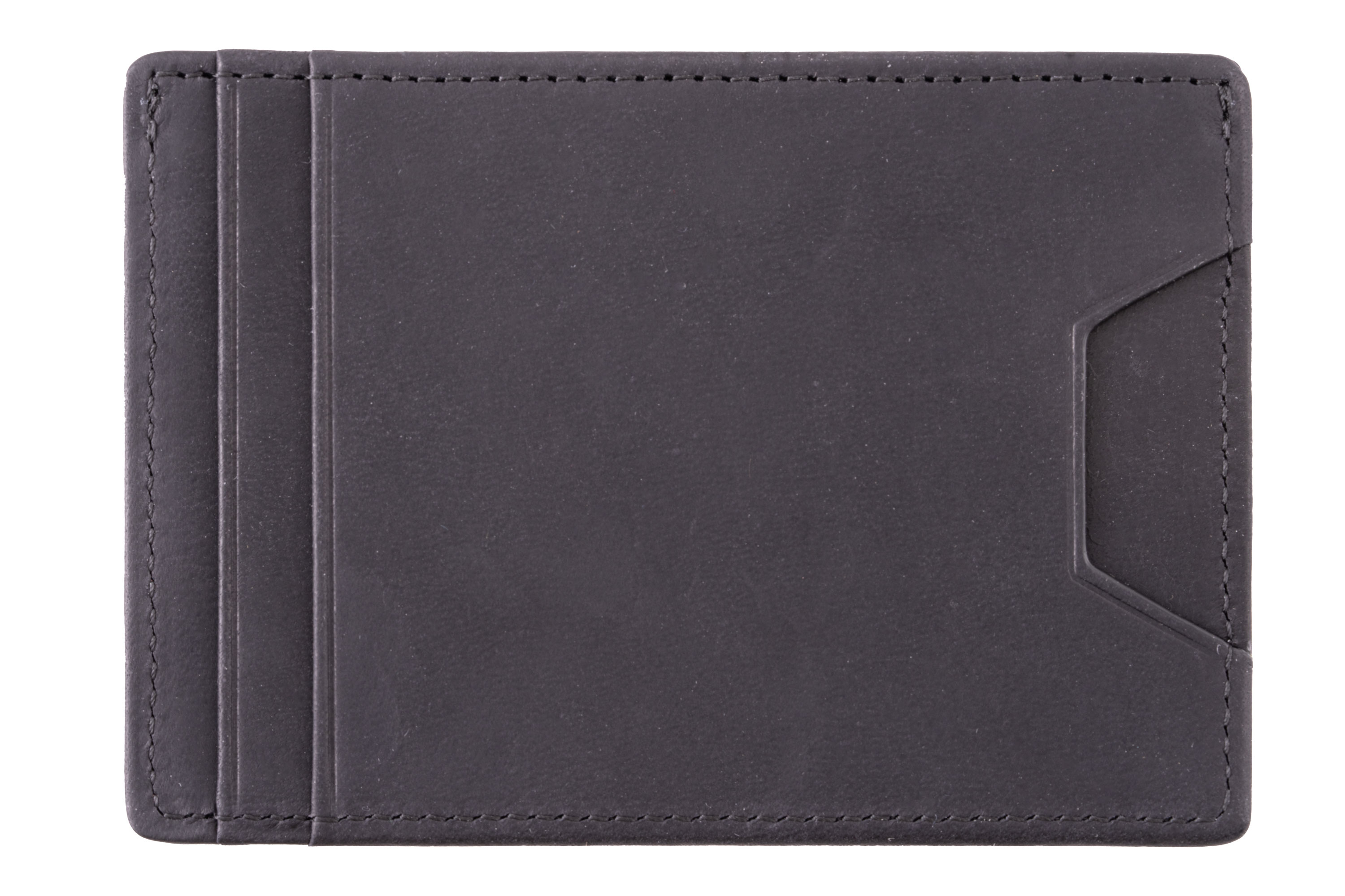 Slim Wallet - 4CC - Americana Black Full-Grain Leather back view. 