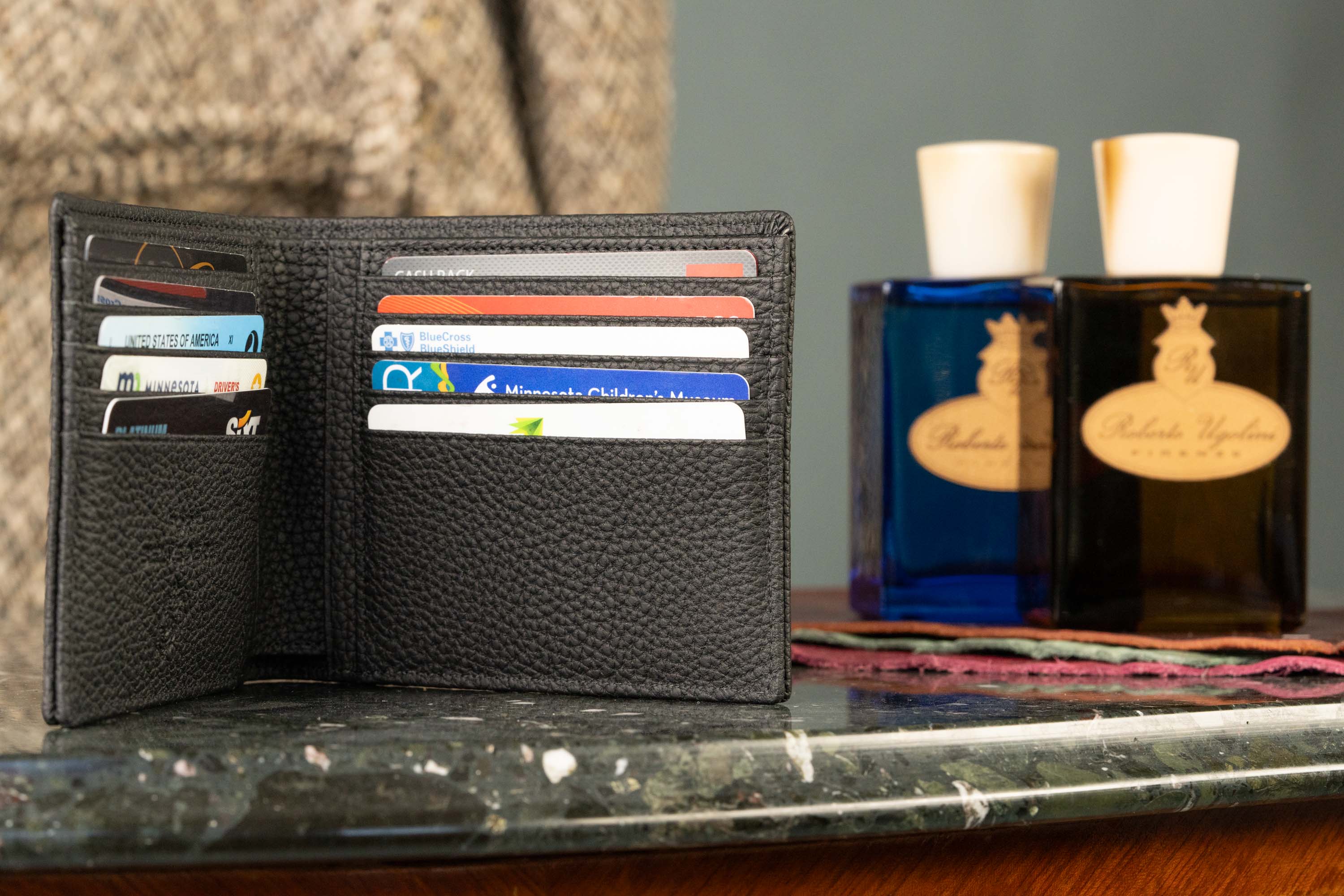 Black Togo Leather wallet and Roberto Ugolini Fragrances