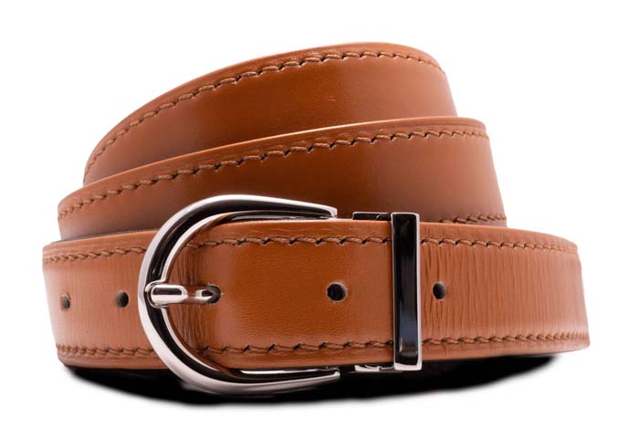 Cognac Belt with Silver George Buckle
