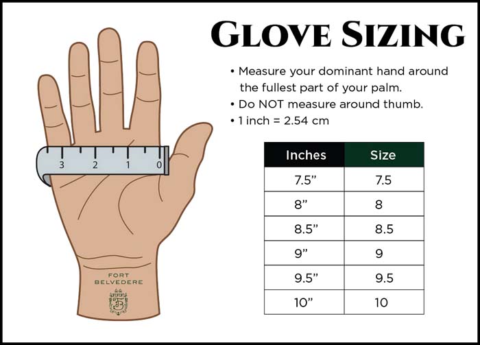Fort Belvedere Gloves Size Chart