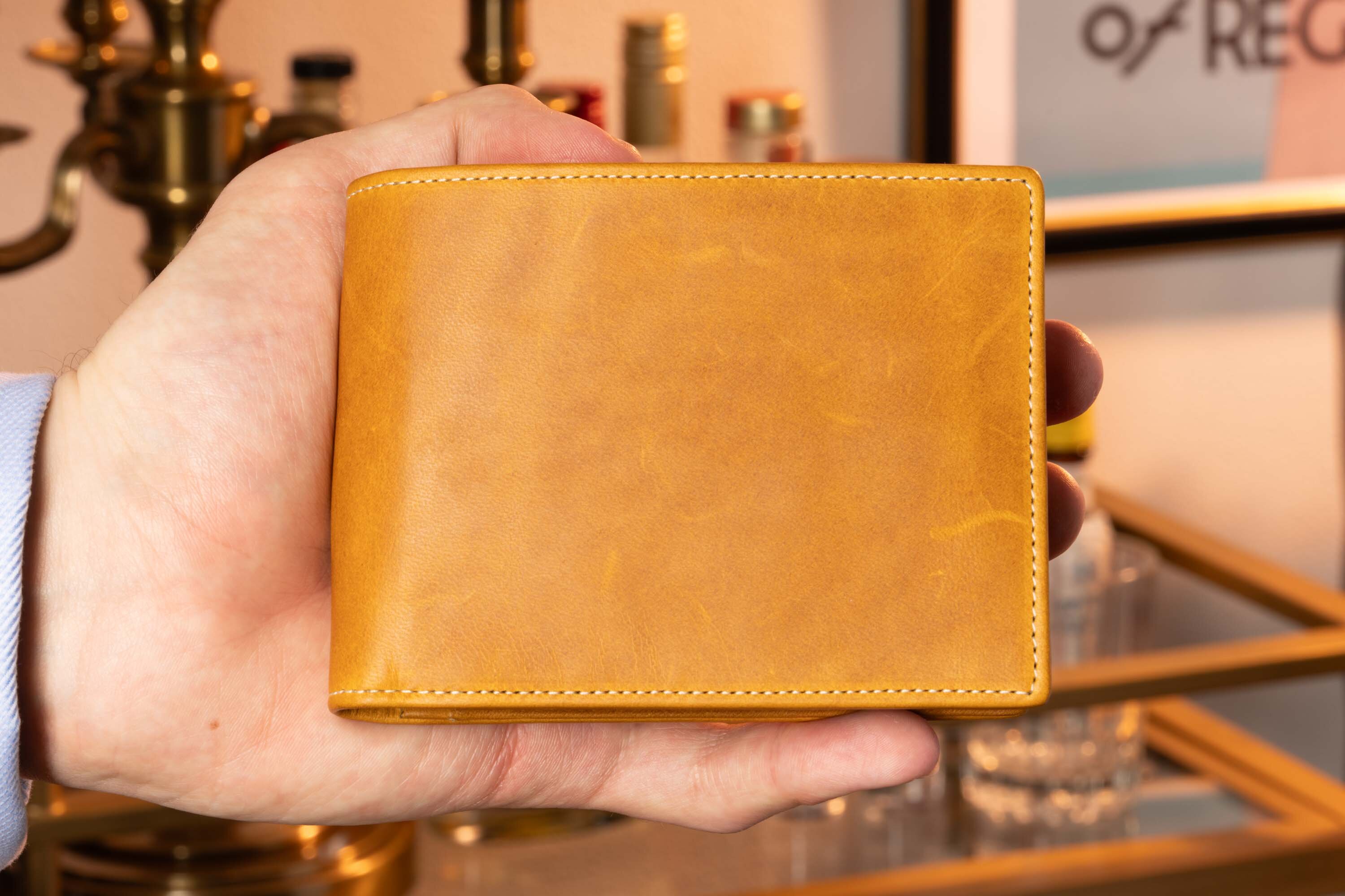 Holding Vintage Gold Tan in Full-Grain Americana Leather