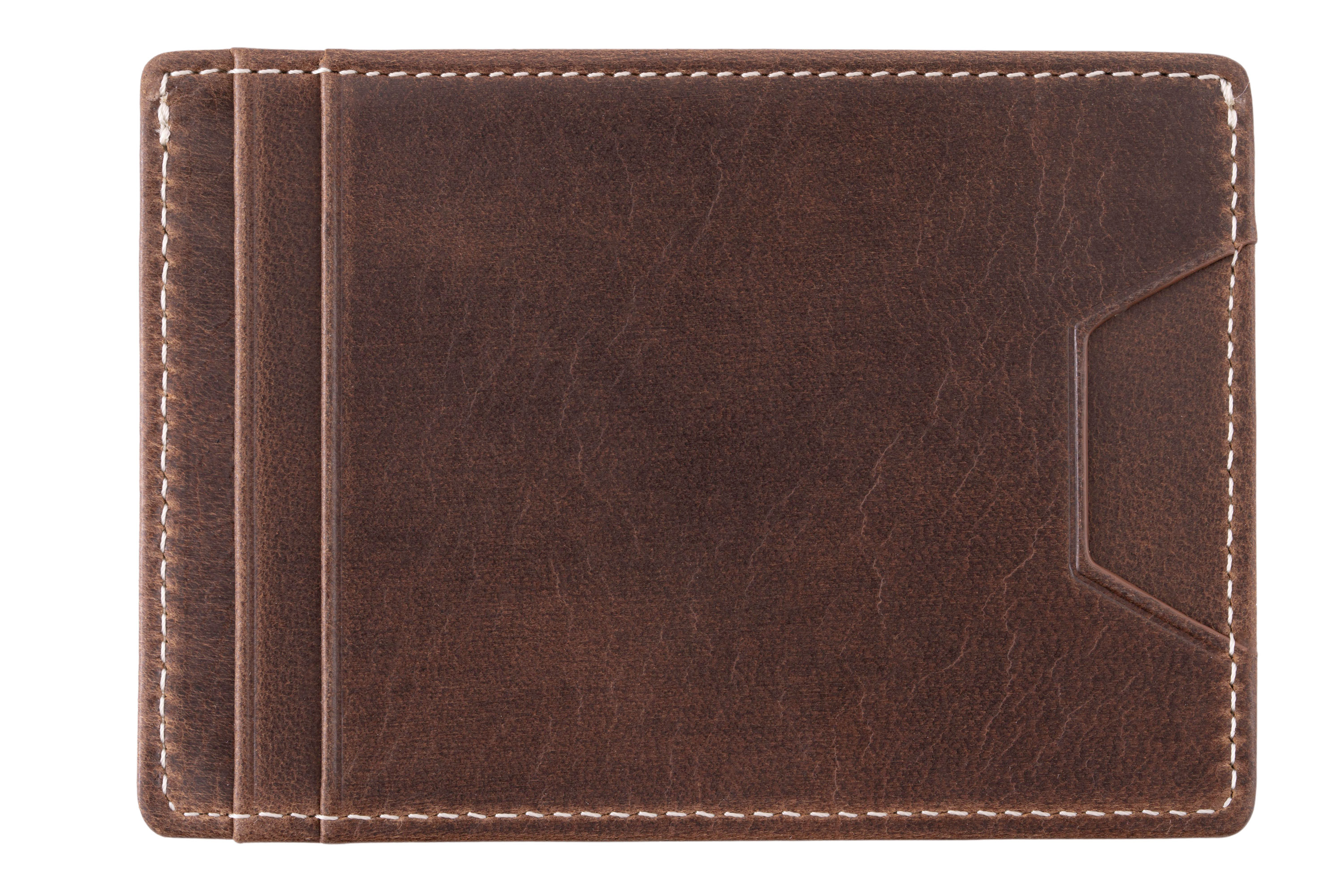 Montecristo Antique Mahogany Full-Grain Leather 4CC Wallet back compartment. 