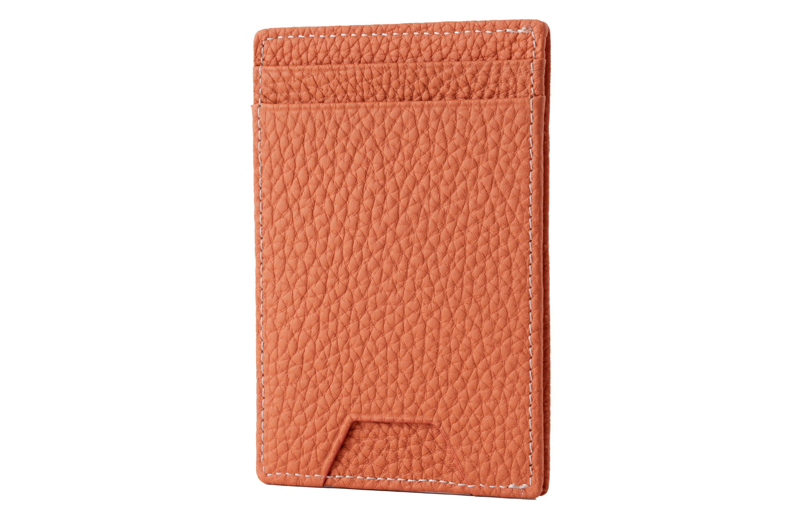 Four Card Carrier Slim Wallet in Orange Togo Leather