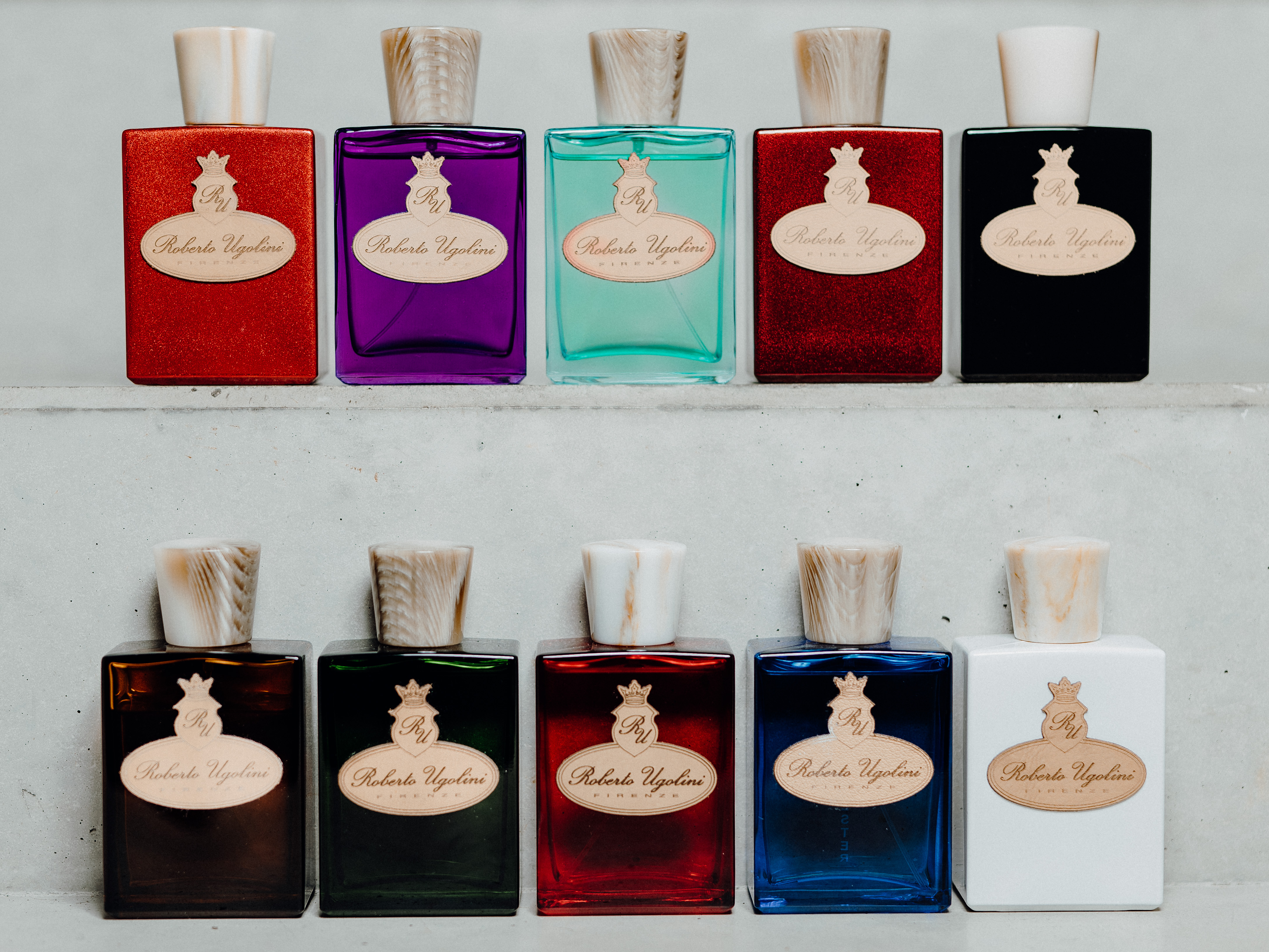 10 Roberto Ugolini Fragrance bottles on shelf