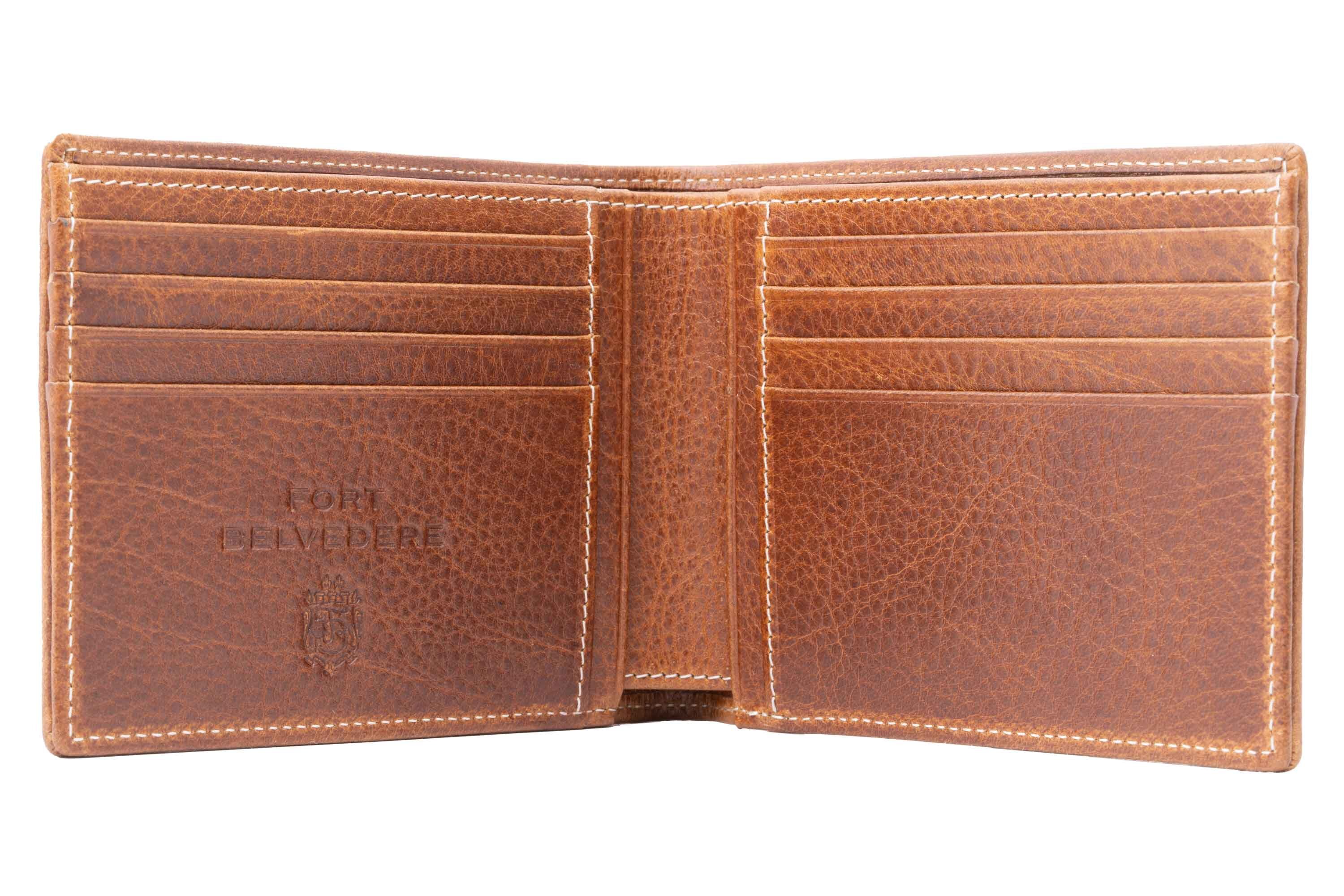 Saddle Brown Bifold Wallet in Full-Grain Dumont Leather 8 card slots