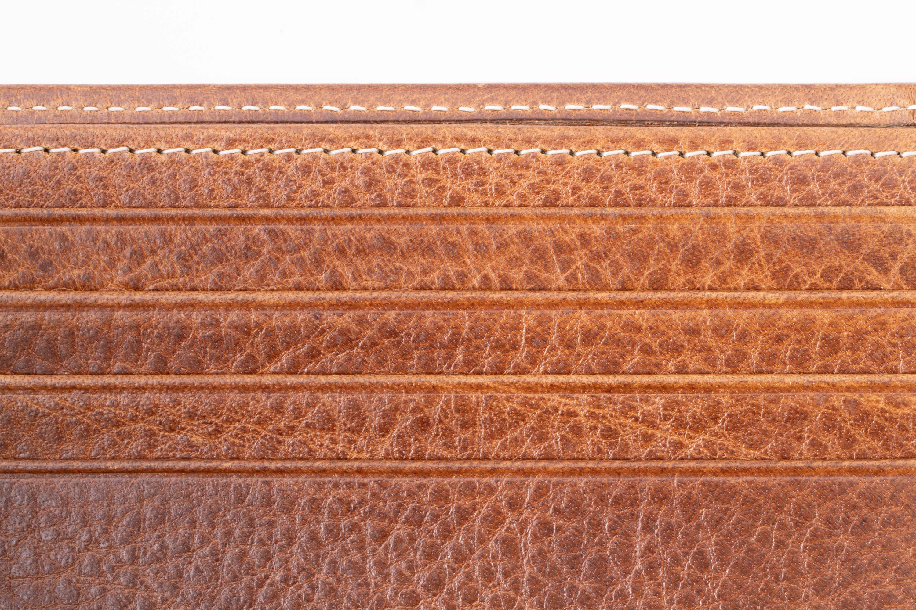Saddle Brown Bifold Wallet in Full-Grain Dumont Leather card slots