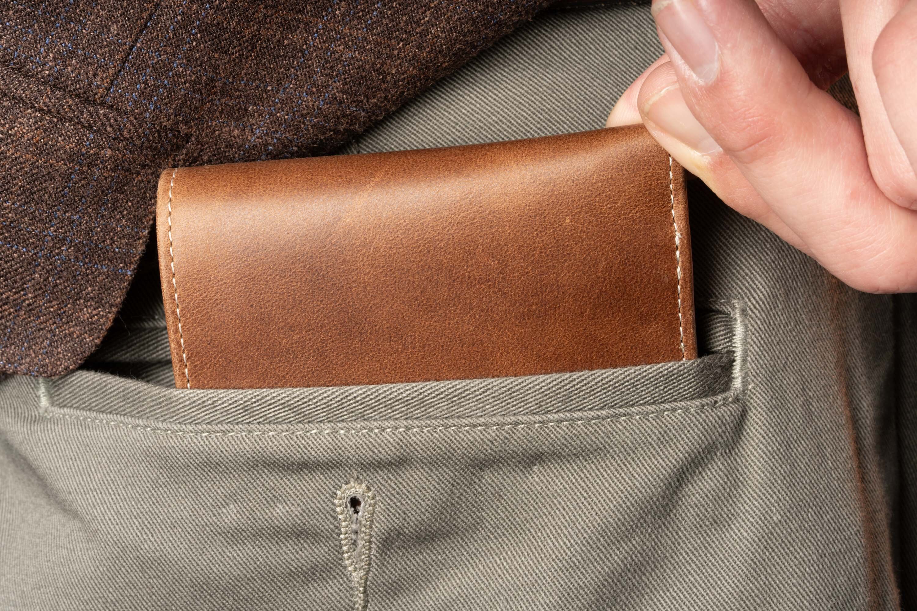 Saddle Brown Bifold Wallet in Full-Grain Montecristo Leather Inserted to the back pocket