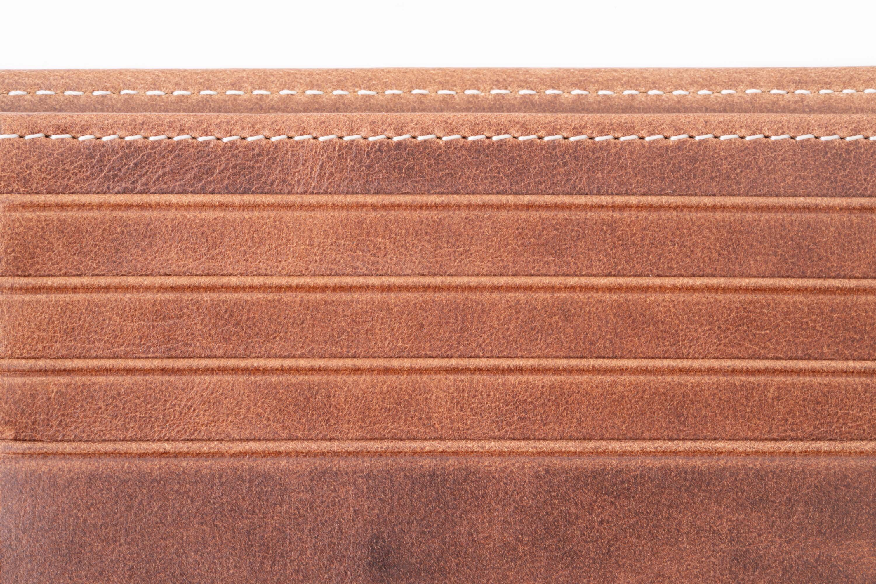 Saddle Brown Bifold Wallet in  Montecristo Leather card slots