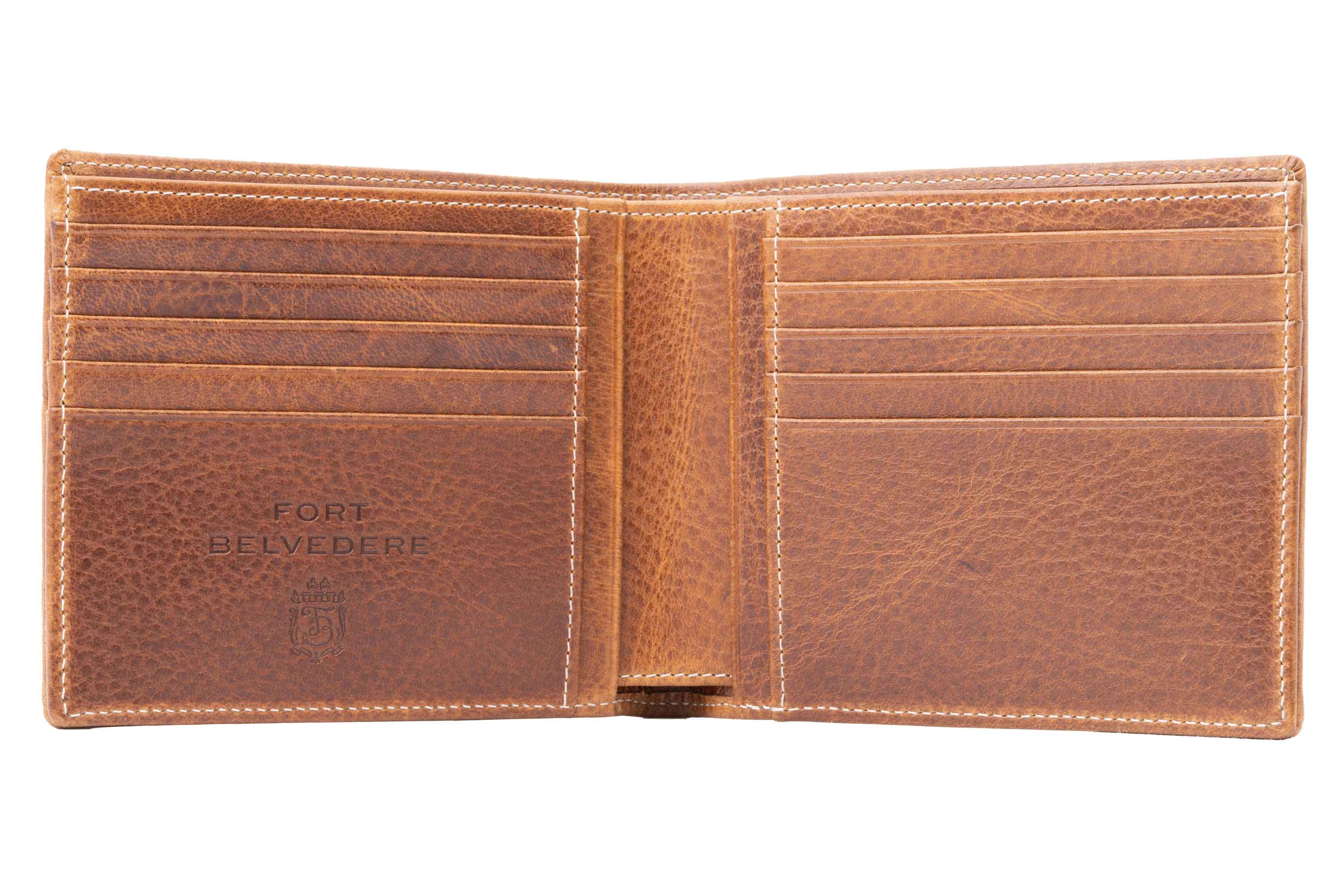 Saddle Brown Bifold Wallet in Full-Grain Dumont Leather 10 card slots