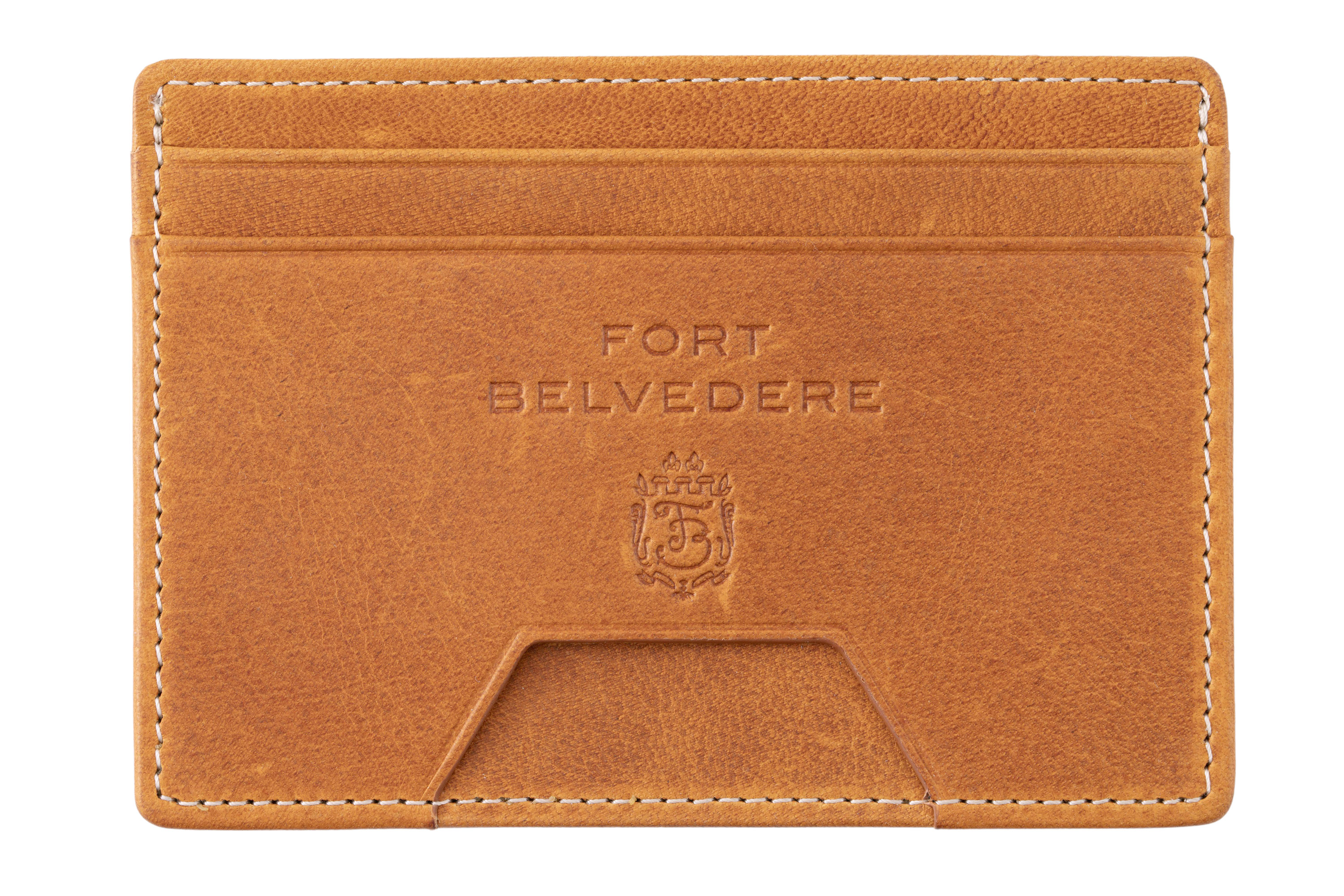 Slim Wallet - 4CC - Americana Vintage Gold Full-Grain Leather front view. 
